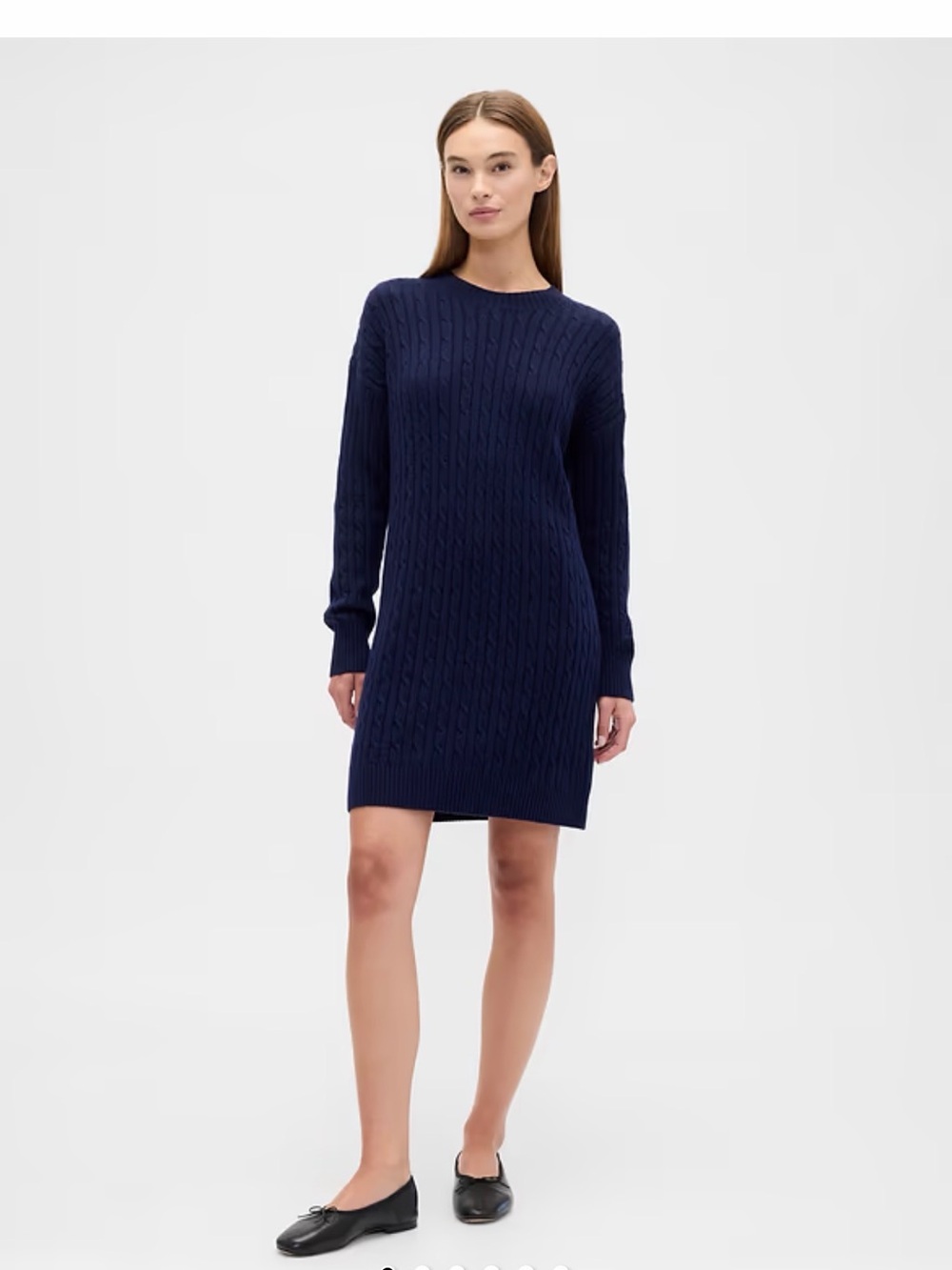 Gap CashSoft Cable Knit Sweater Mini Dress Navy Size L